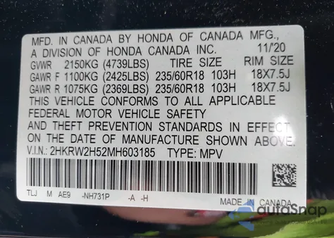 2021 Honda Cr-V Ex from USA, damaged, VIN 2HKRW2H52MH603185